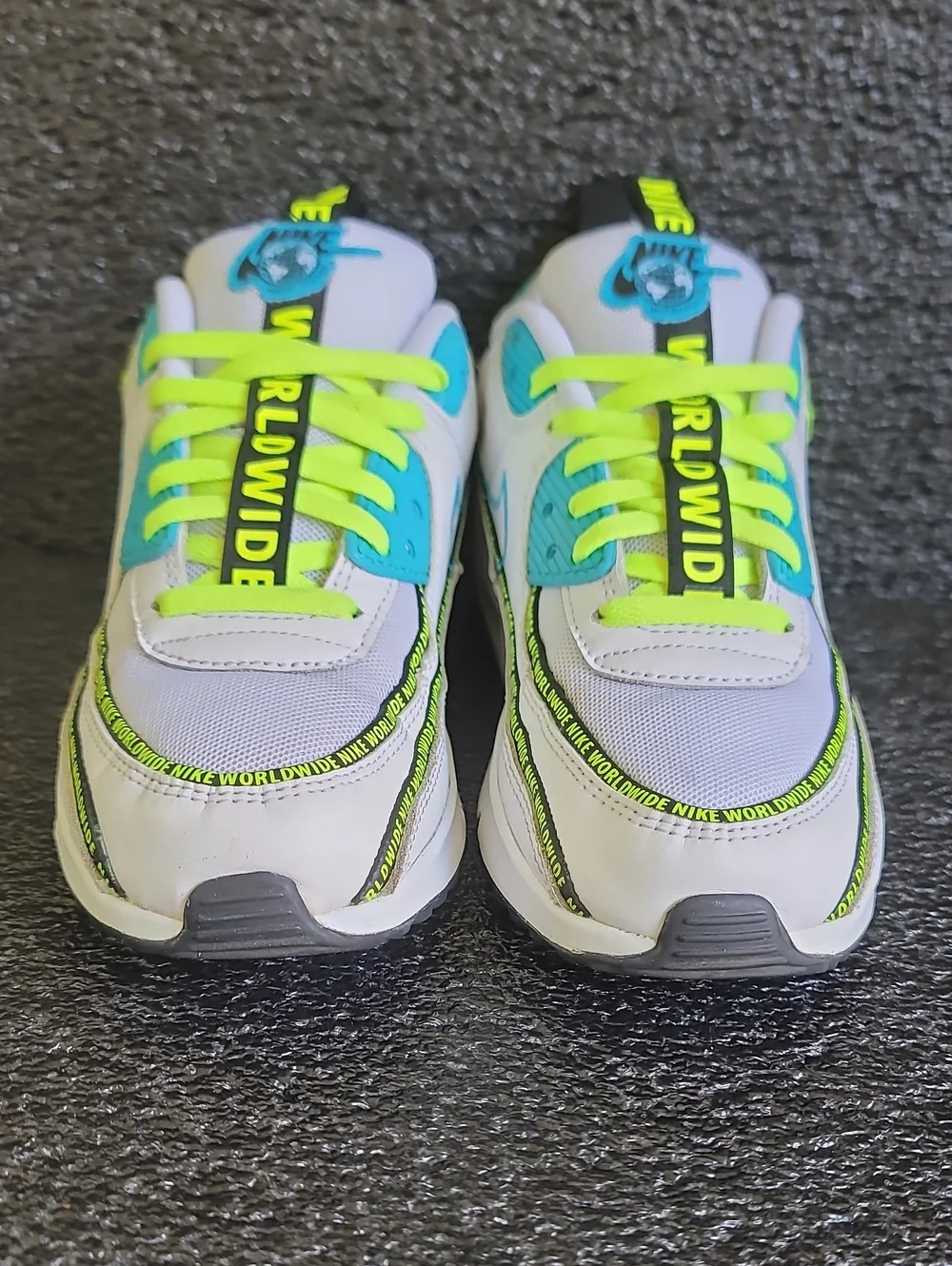 Nike Air Max 90 SE 🔥🔥 'Worldwide Pack-Blue Fury Volt' Wmns 6.5 Fast Shipping